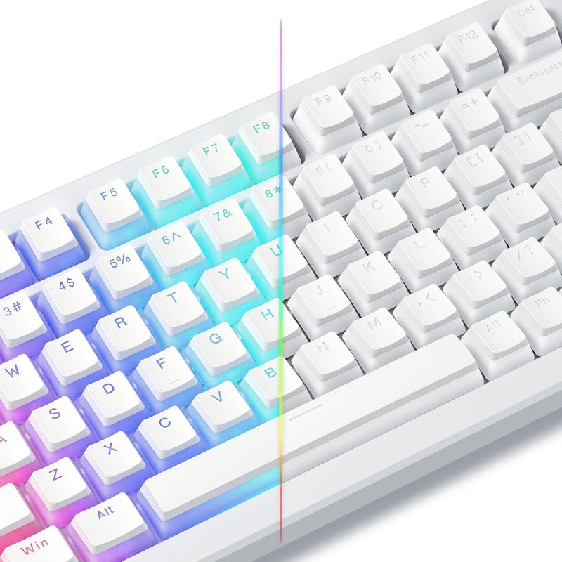 Womier Pudding Keycaps, White PBT Keycaps 60 65 75 100 Percent, 130 Keys Shine Through Key Cap OEM Profile for MX-stem Switches Keyboard-White - Image 1